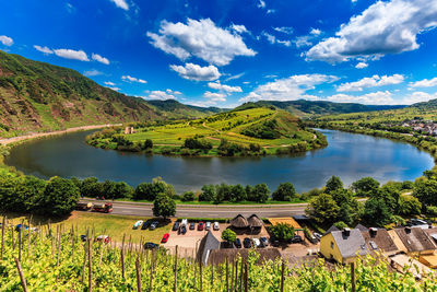 High angle view of landscape against sky