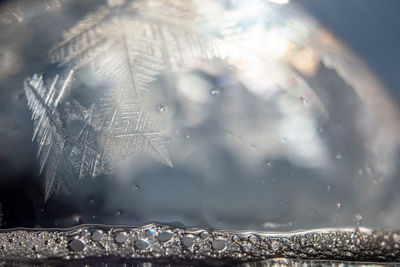 Close-up of water drops on glass