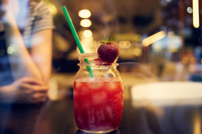 Close-up of glass of juice