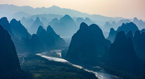 Panoramic view of mountains against sky