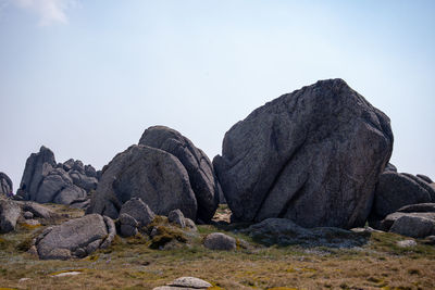 Rock formations against clear sky
