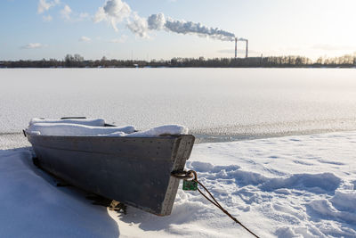 Scenic view of frozen lake against sky