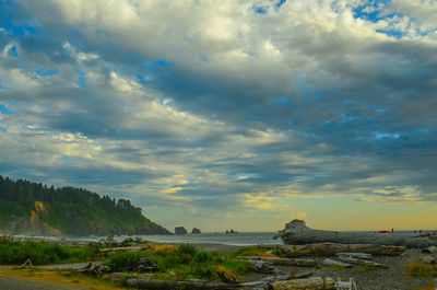 Scenic view of land against sky