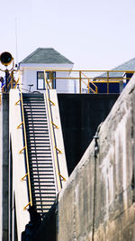 Low angle view of roof against clear sky