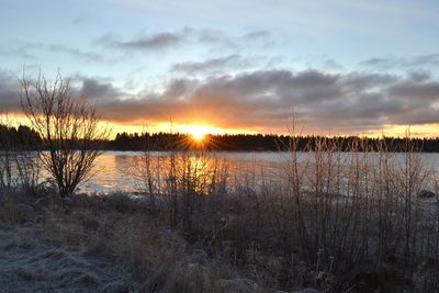 Sunset over lake