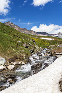 Scenic view of stream against sky