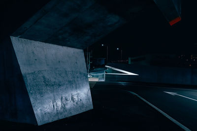 View of empty road at night