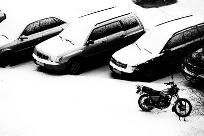 High angle view of vehicles on road