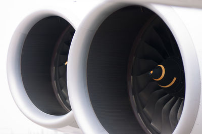 Close up of airplane turbines