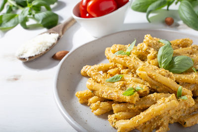 Close-up of food in plate on table