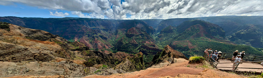 Panoramic view of mountain range against sky