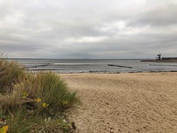 Scenic view of beach against sky