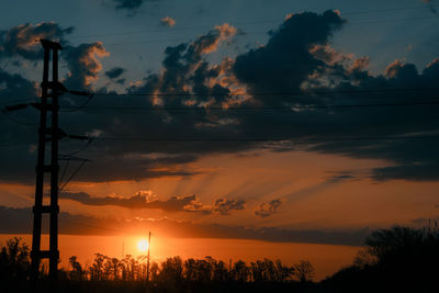 Colorful sunset in a rural area