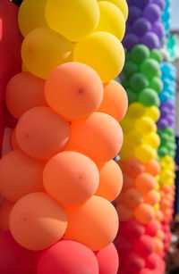 Close-up of multi colored balloons