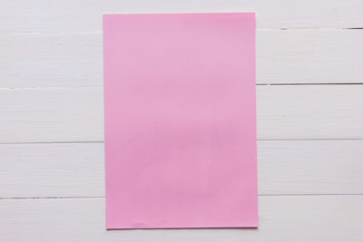 High angle view of pink paper