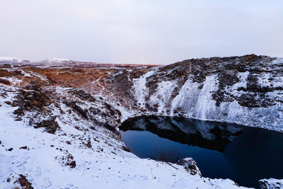 Scenic view of kerio against clear sky during winter