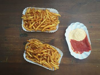 High angle view of food on table