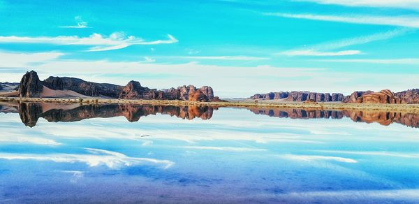 Scenic view of lake against sky