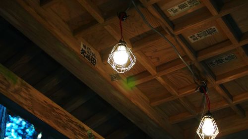 Low angle view of chandelier