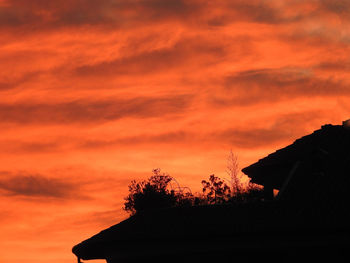 Low angle view of silhouette tree against cloudy sky