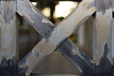 Close-up of old rusty metal fence