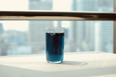 Close-up of drink in glass on table