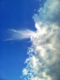 Low angle view of clouds in blue sky