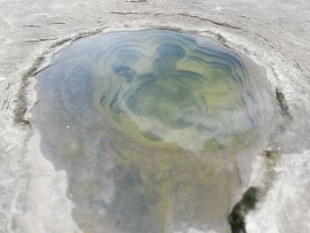 High angle view of frozen sea