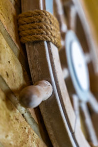 Close-up of rope on wood