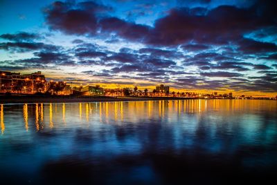 Scenic view of calm lake against cloudy sky