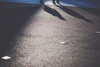 Shadow of people on road