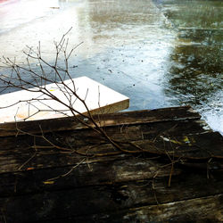 Close-up high angle view of lake