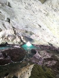 Scenic view of rock formation in sea