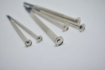 High angle view of objects on table