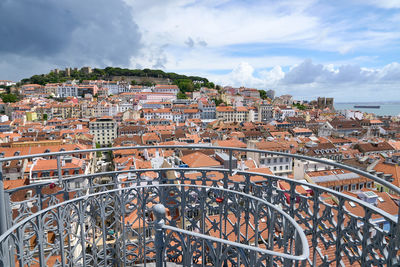 Aerial view of city buildings against sky