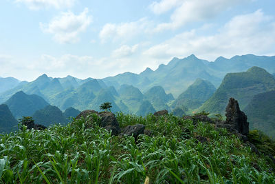 Scenic view of mountains against sky