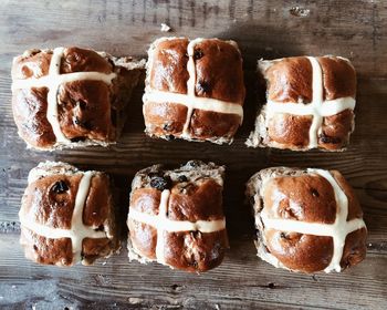 Close-up of easter hot cross buns