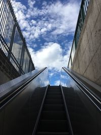 Low angle view of staircase against sky