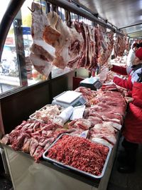 High angle view of fish for sale in market