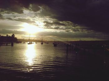 Scenic view of sunset over river