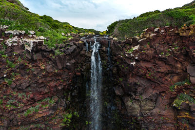 Scenic view of waterfall