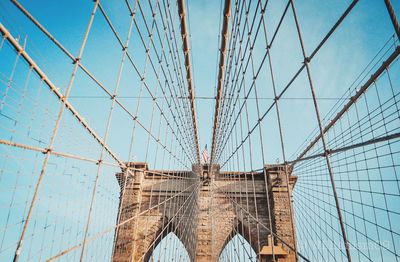 Low angle view of suspension bridge