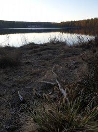 Scenic view of lake against sky