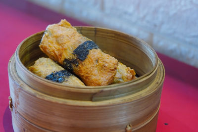 Close-up of food on table