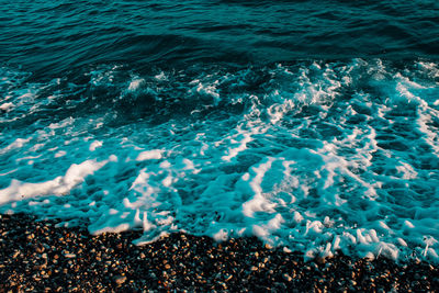 High angle view of sea waves