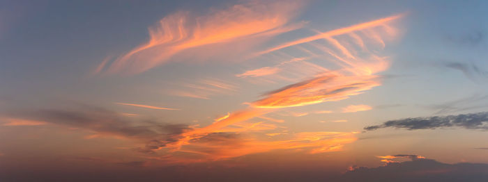 Low angle view of sky at sunset