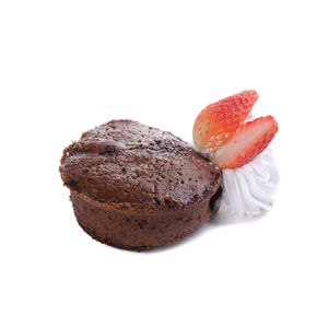 Close-up of chocolate cake against white background