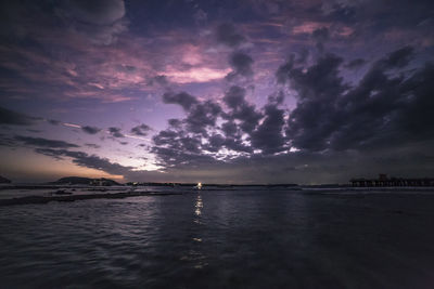 Scenic view of sea against dramatic sky