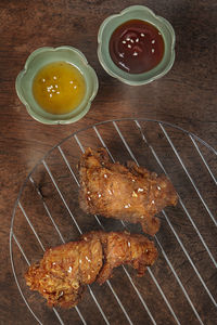 High angle view of food on table