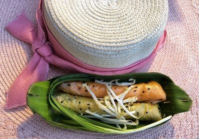 High angle view of food on table